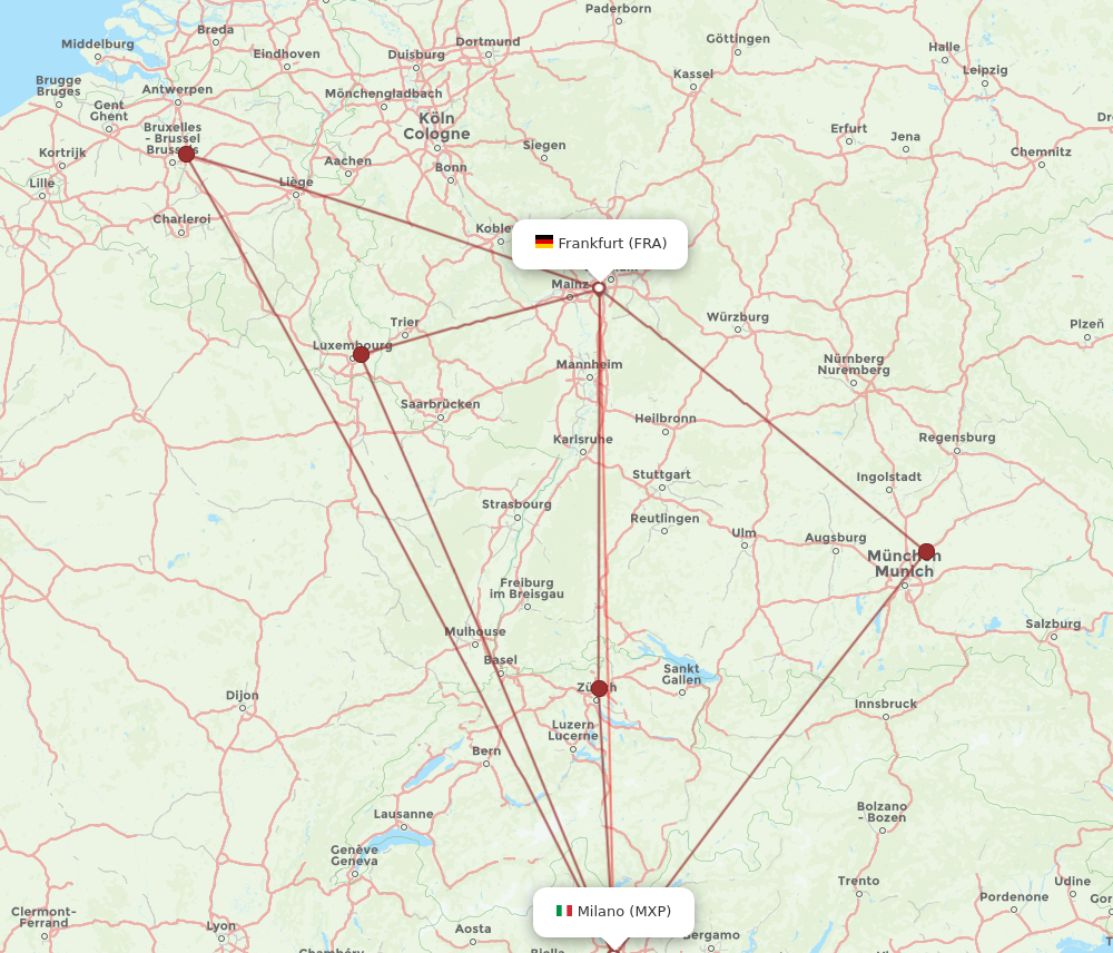 FRA to MXP flights and routes map