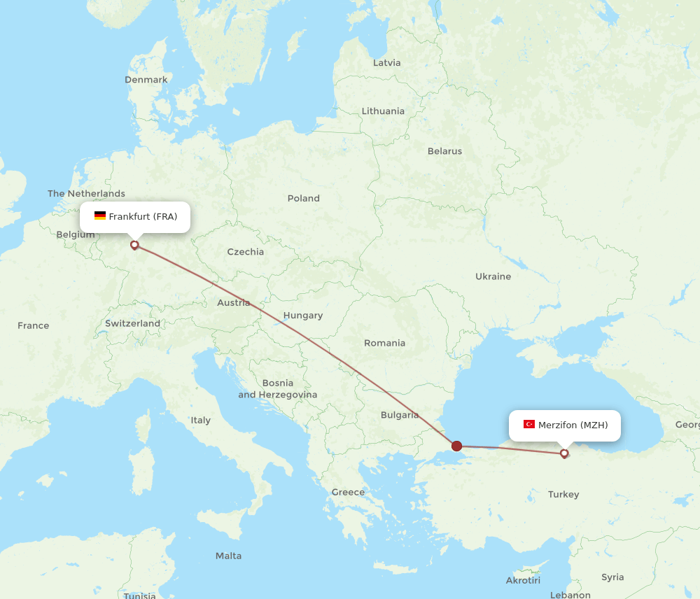 FRA to MZH flights and routes map