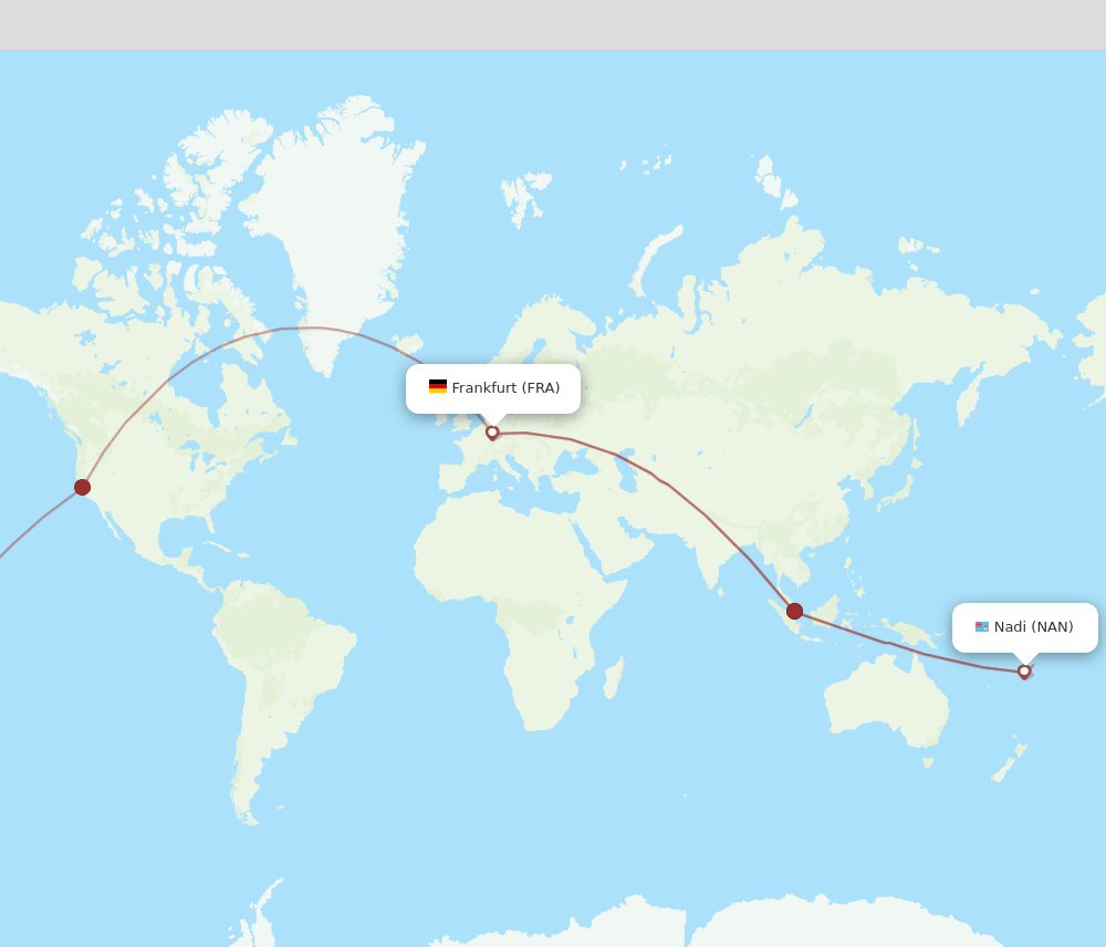 FRA-NAN flight routes
