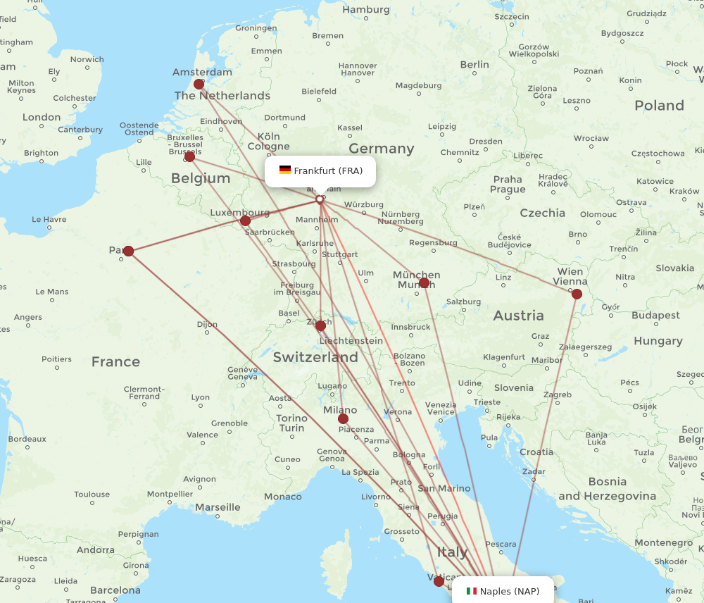 FRA to NAP flights and routes map