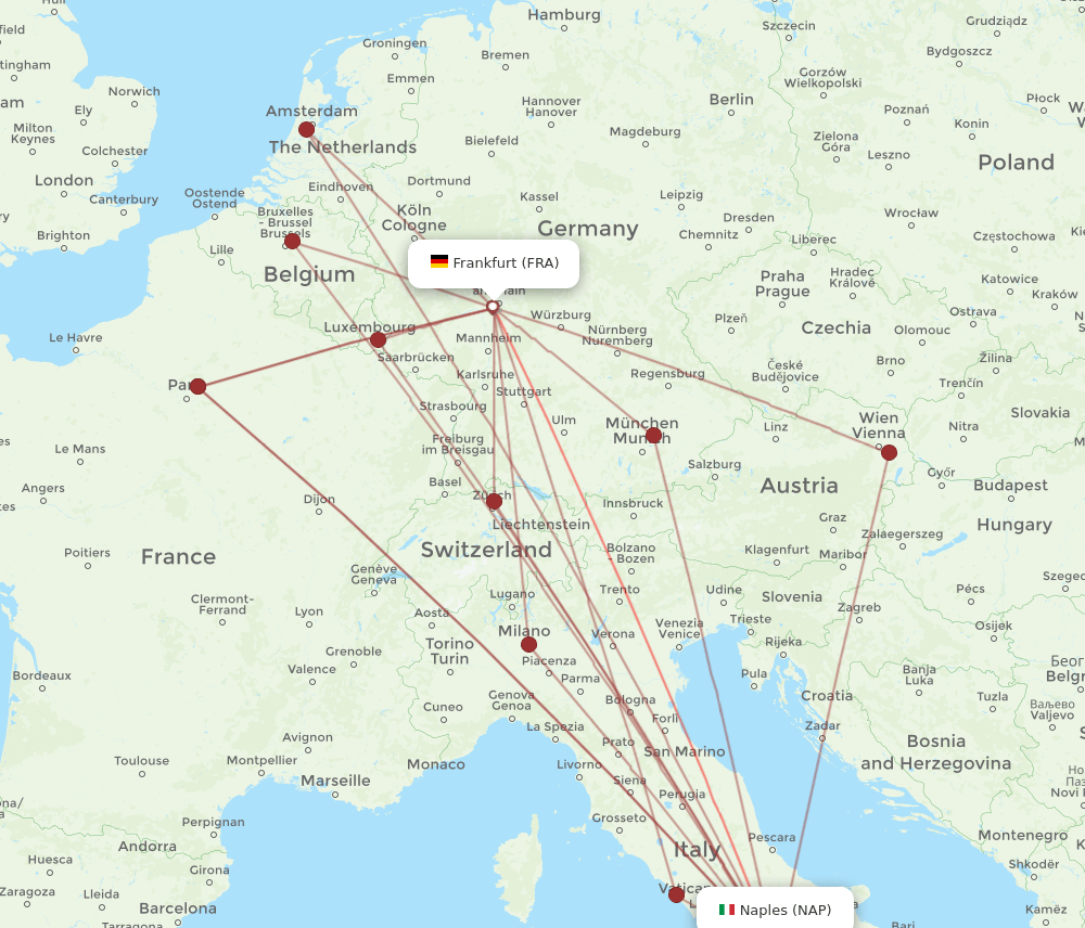 FRA-NAP flight routes