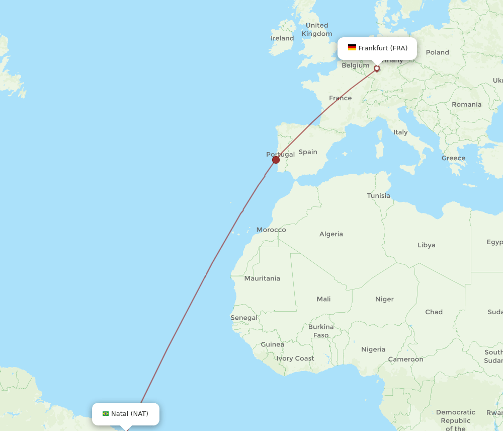 FRA-NAT flight routes
