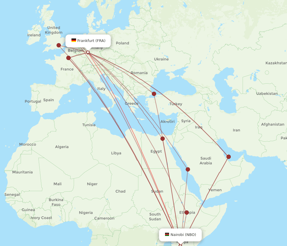FRA-NBO flight routes