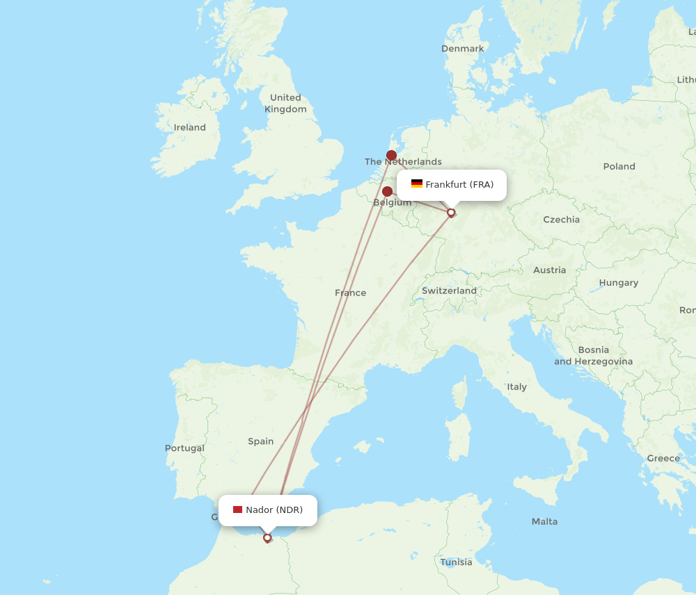 FRA-NDR flight routes