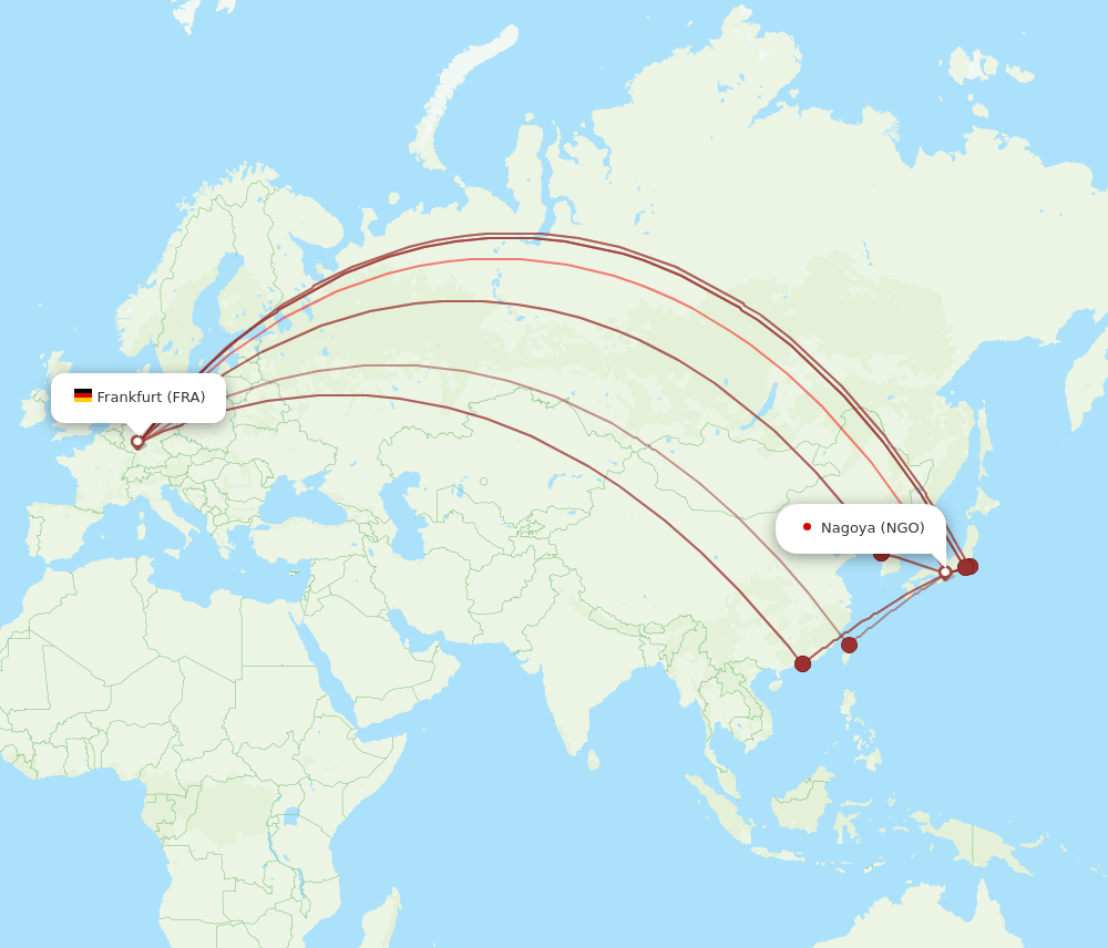 FRA to NGO flights and routes map