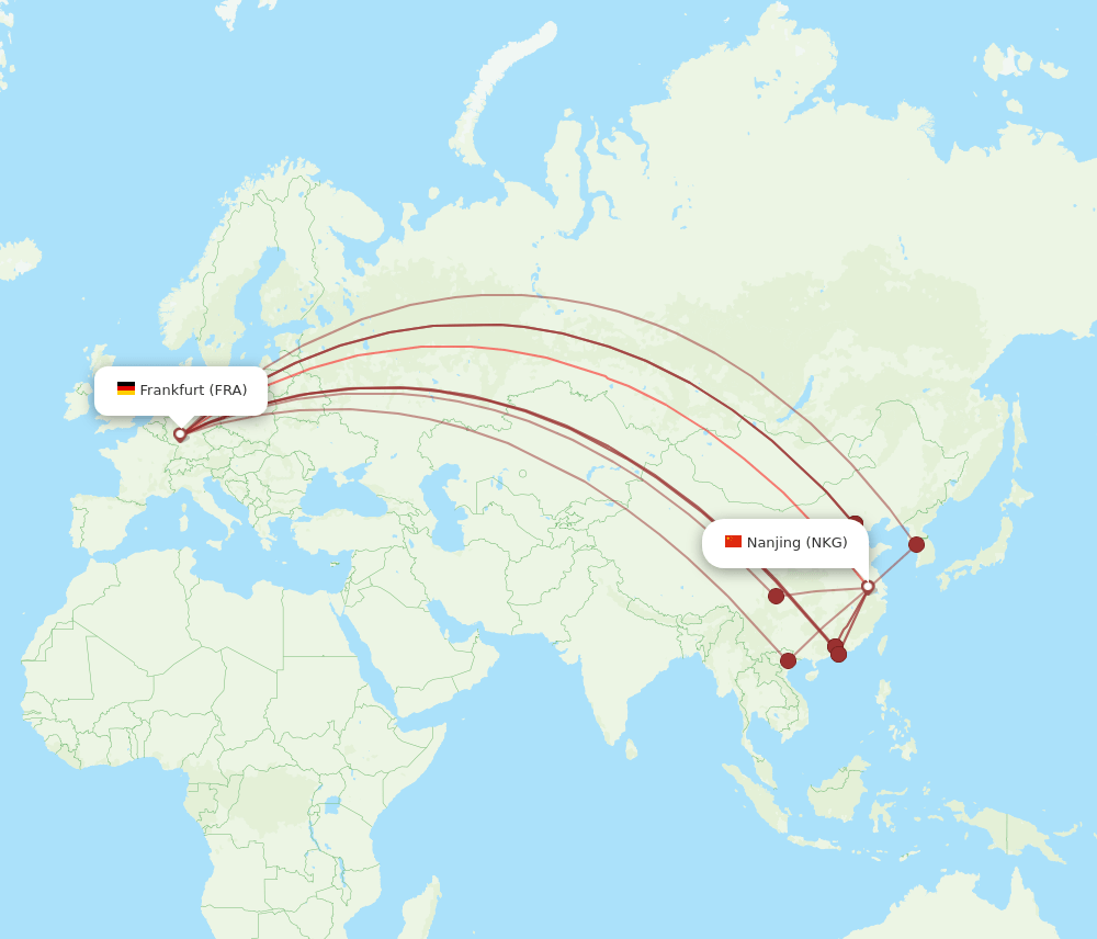 FRA-NKG flight routes