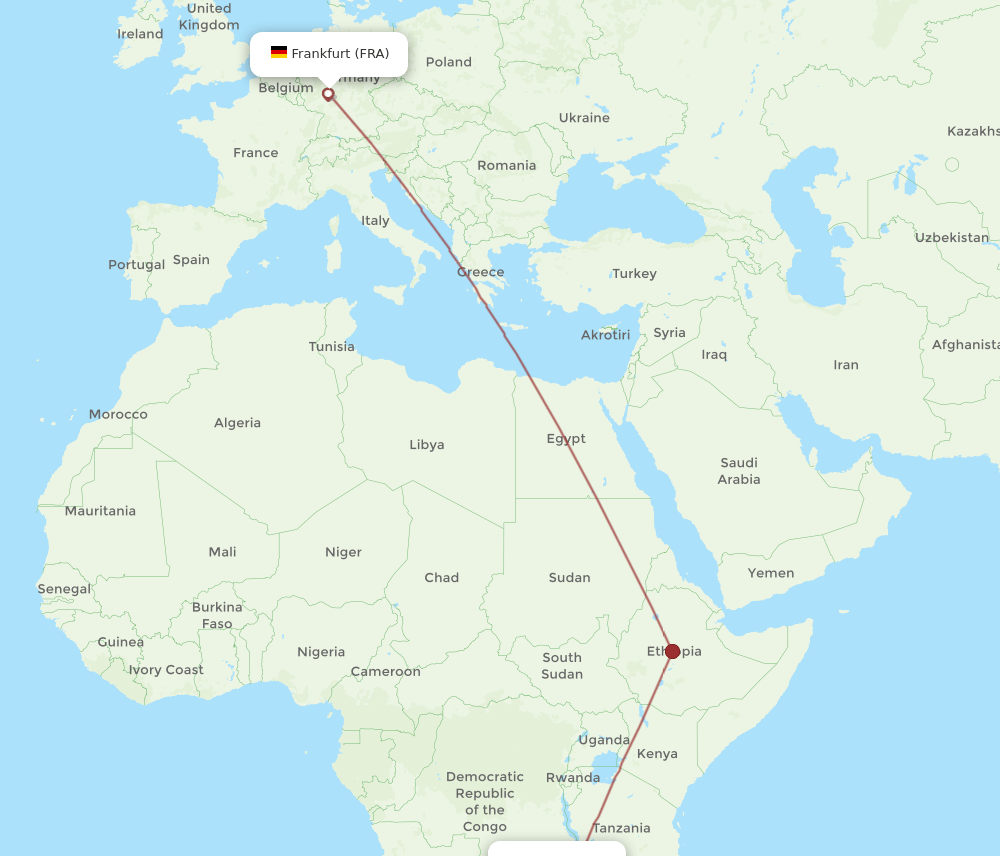FRA-NLA flight routes