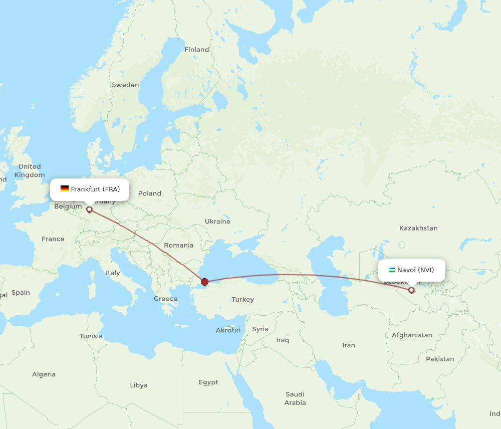 FRA to NVI flights and routes map