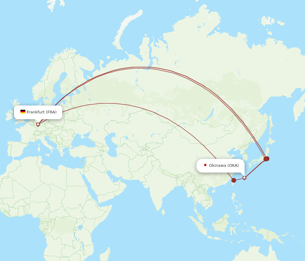 FRA to OKA flights and routes map