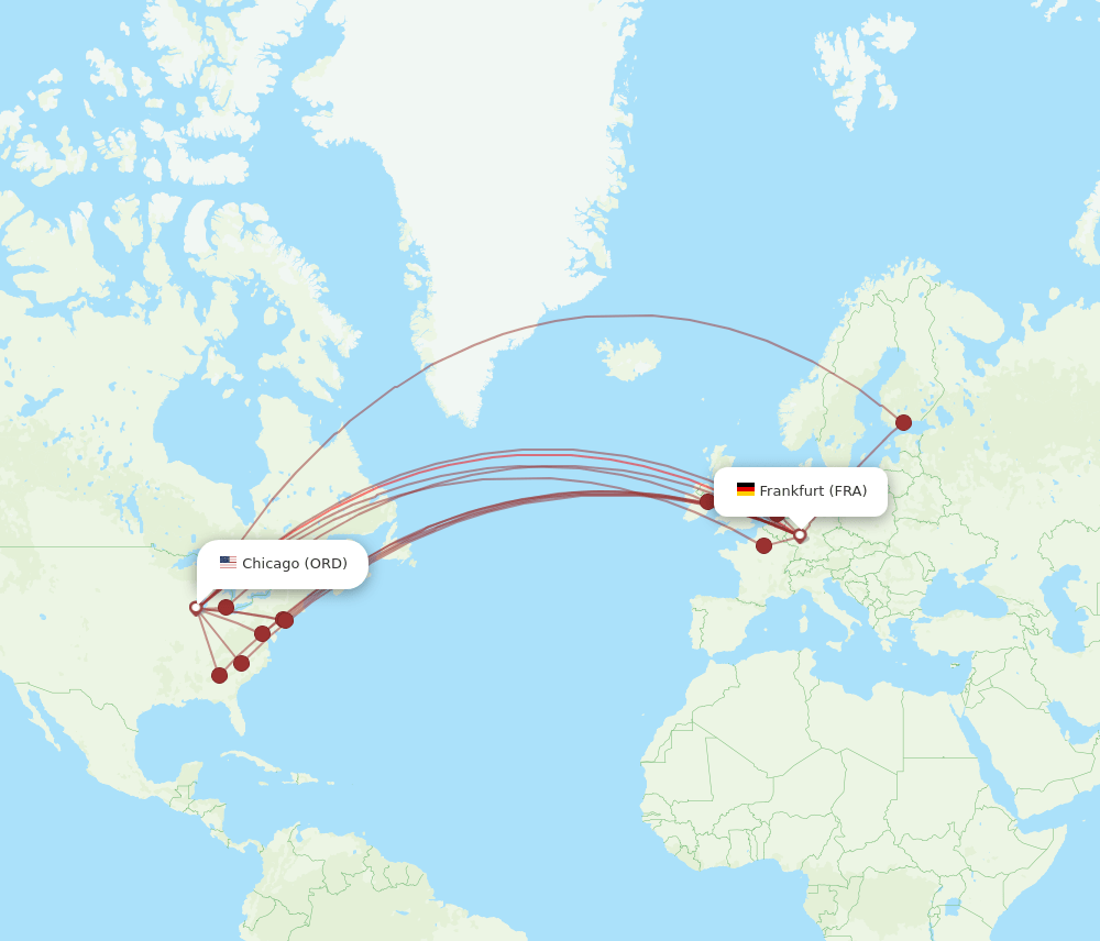 FRA-ORD flight routes