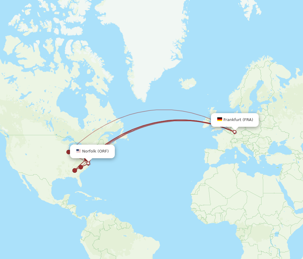 FRA-ORF flight routes