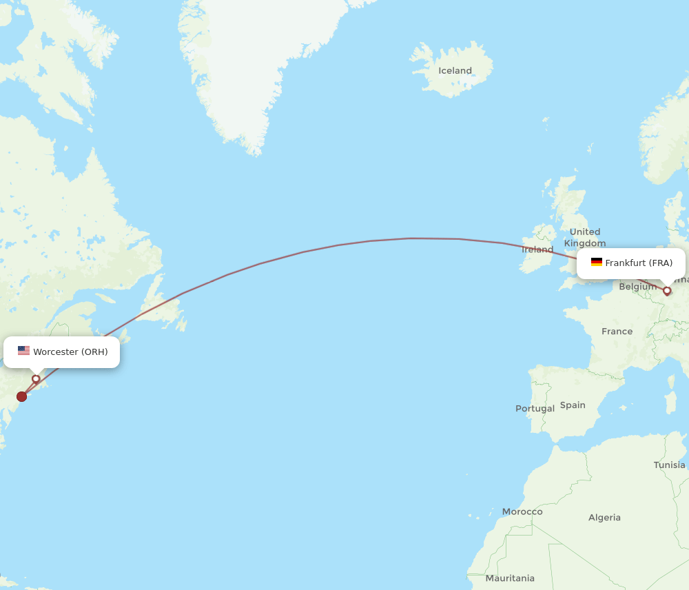 FRA-ORH flight routes
