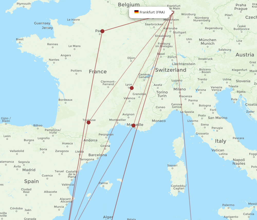 FRA-ORN flight routes