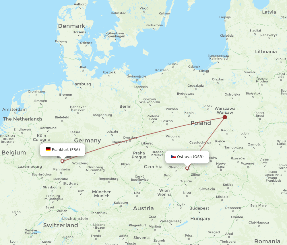 FRA to OSR flights and routes map