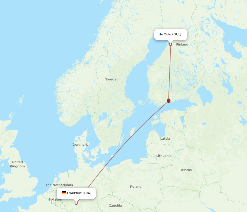 FRA-OUL flight routes