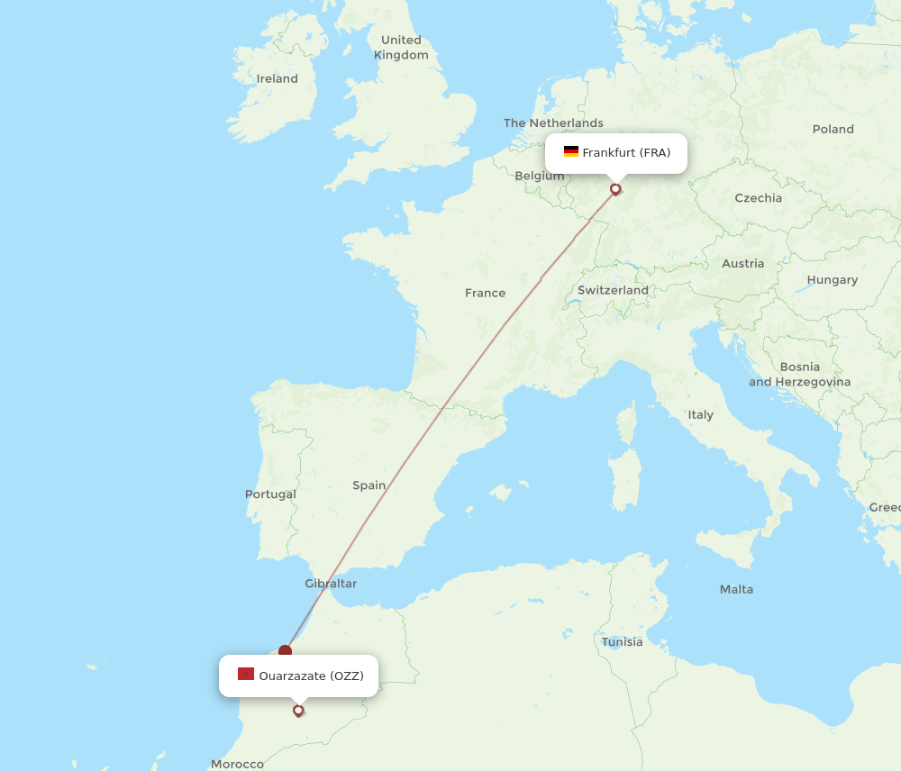 FRA-OZZ flight routes