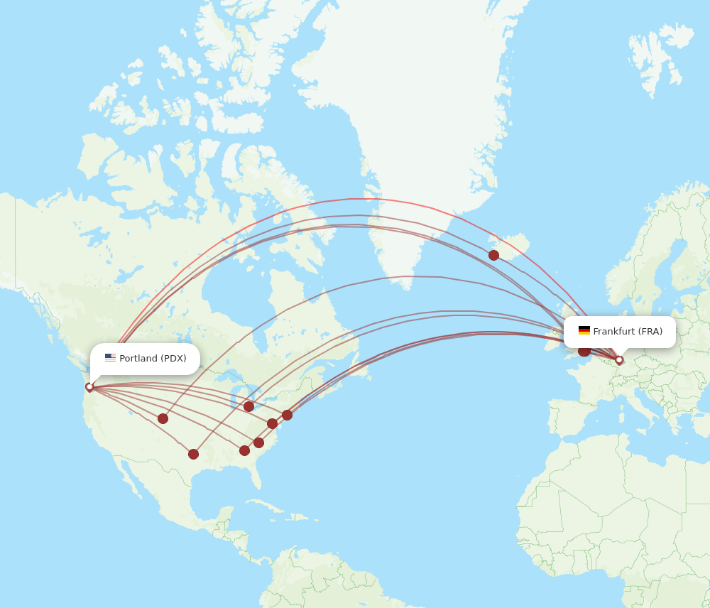 FRA-PDX flight routes