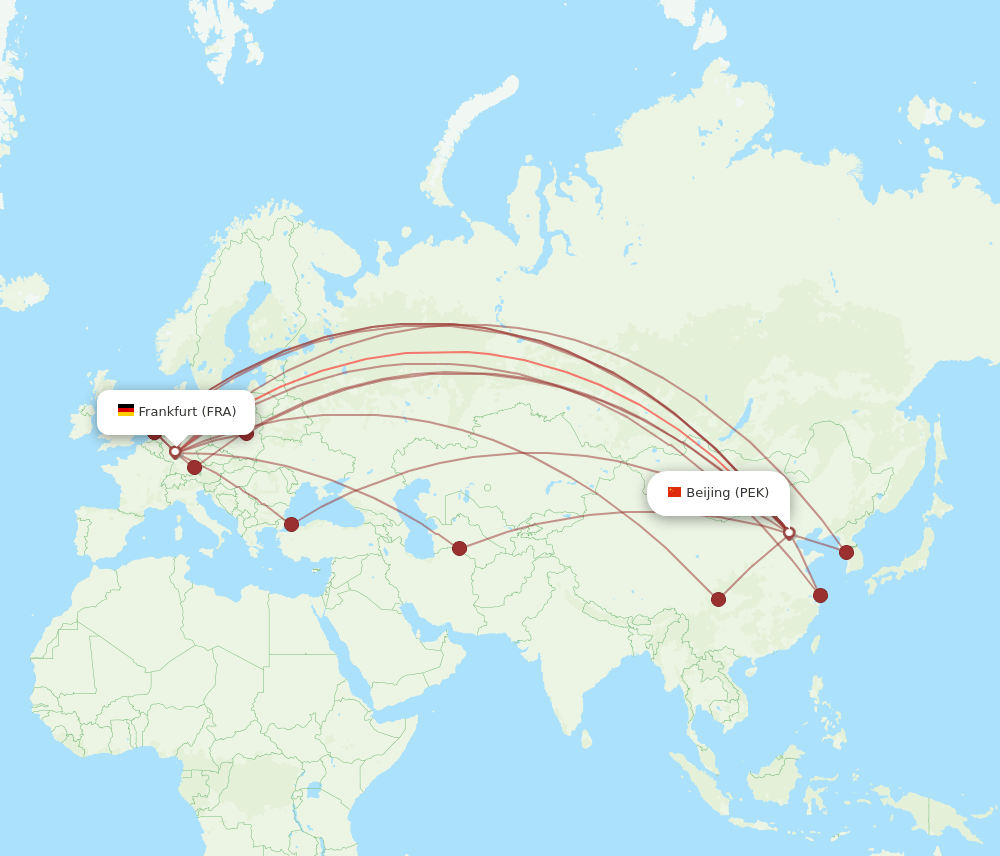 FRA-PEK flight routes