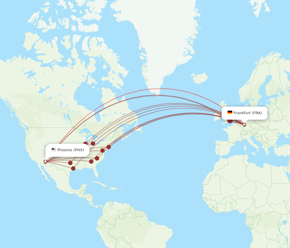 FRA-PHX flight routes