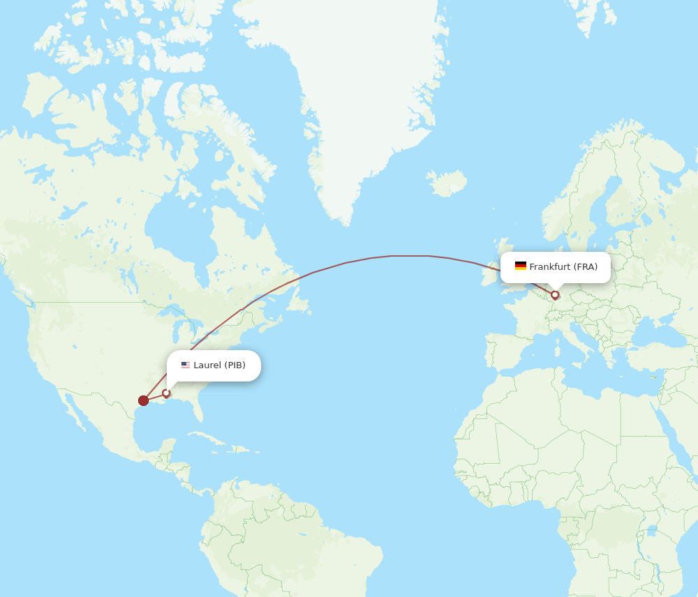 FRA-PIB flight routes