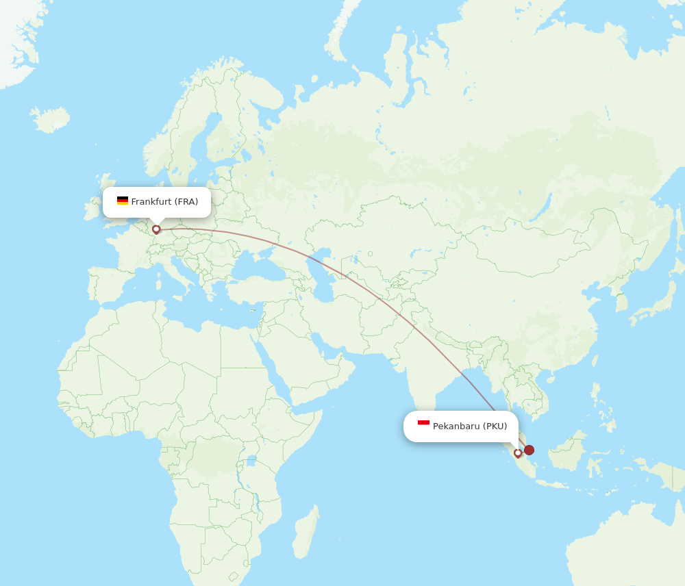 FRA to PKU flights and routes map