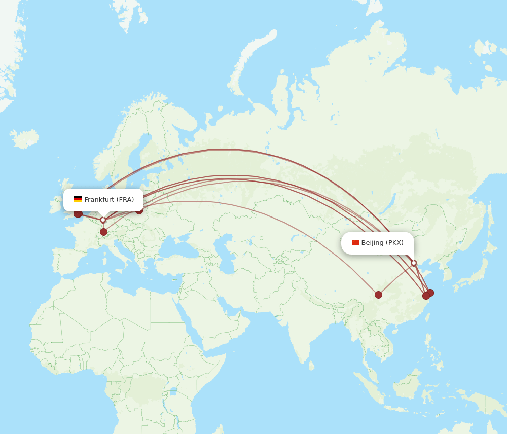 FRA-PKX flight routes
