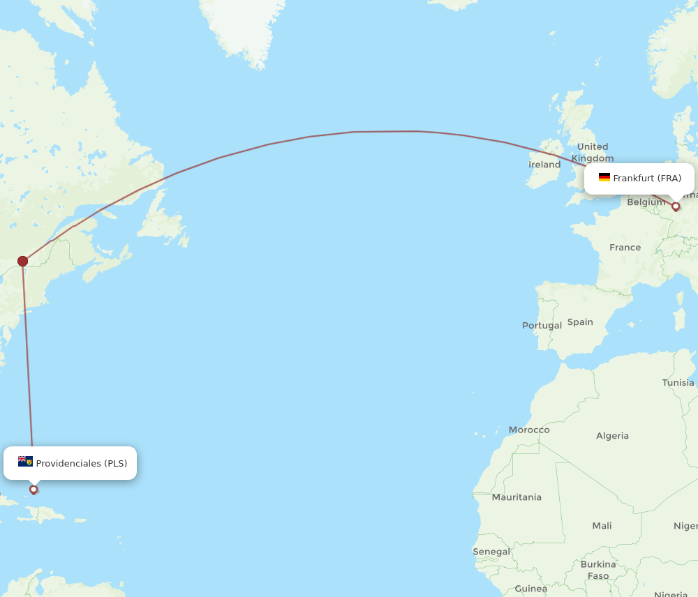 FRA to PLS flights and routes map