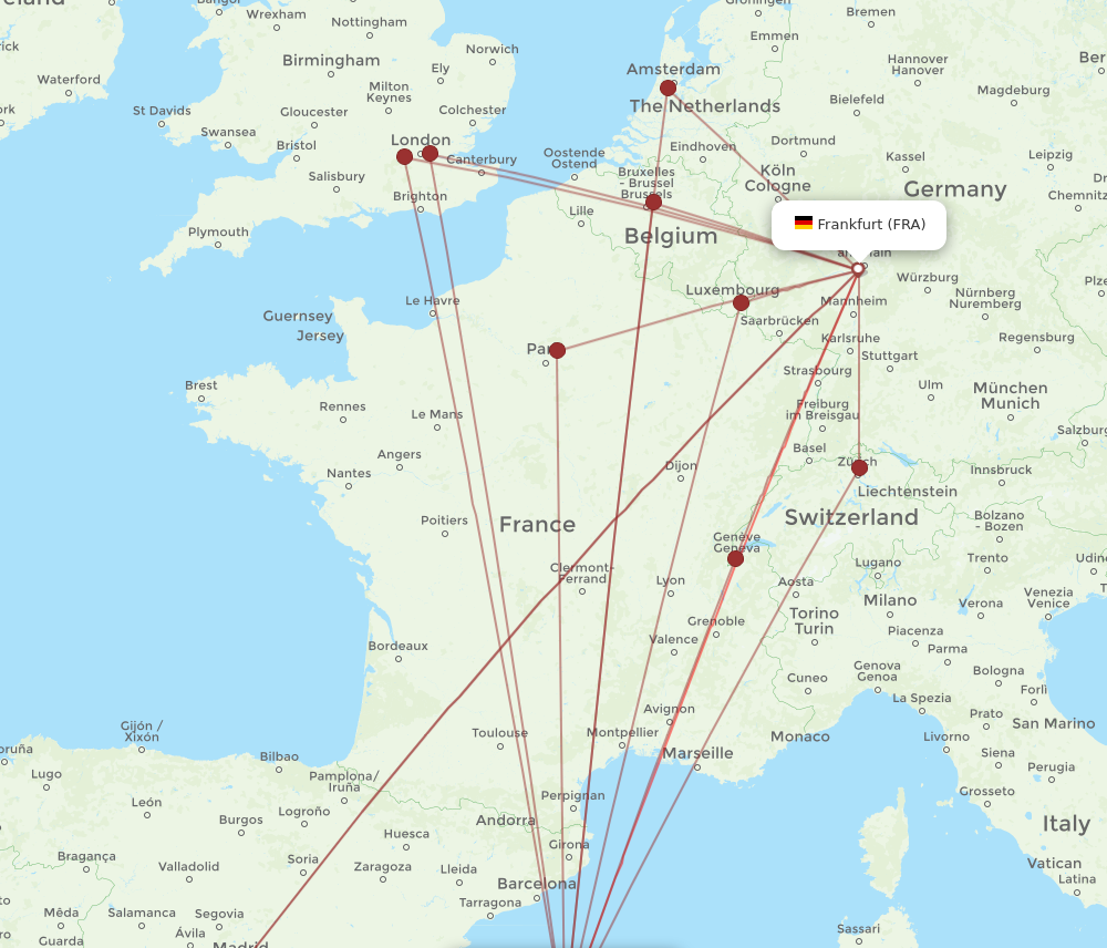 FRA to PMI flights and routes map