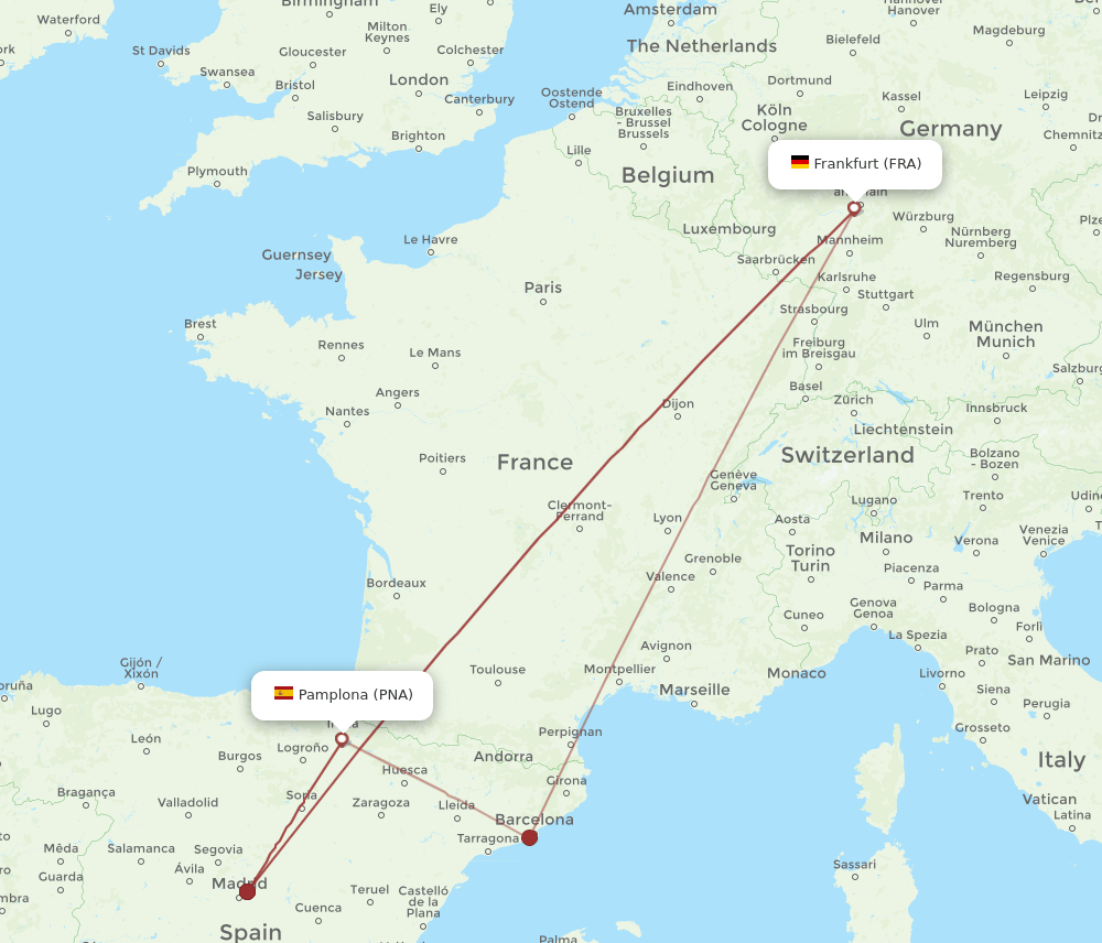 FRA-PNA flight routes