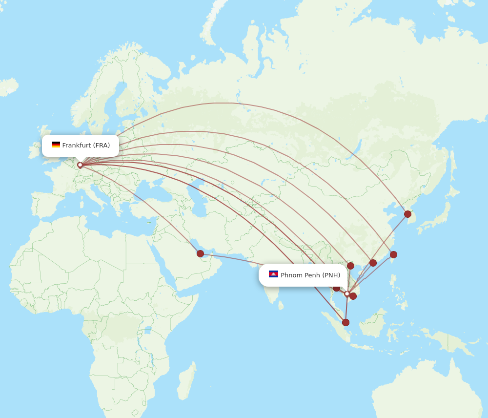 FRA to PNH flights and routes map
