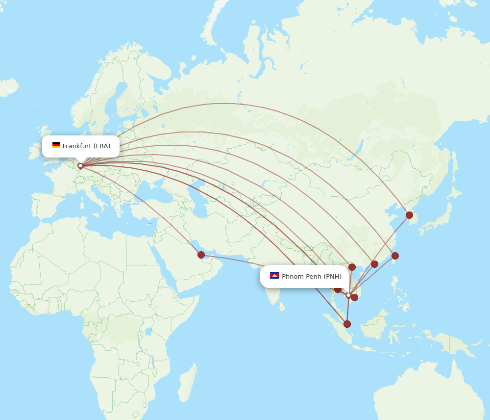 FRA-PNH flight routes