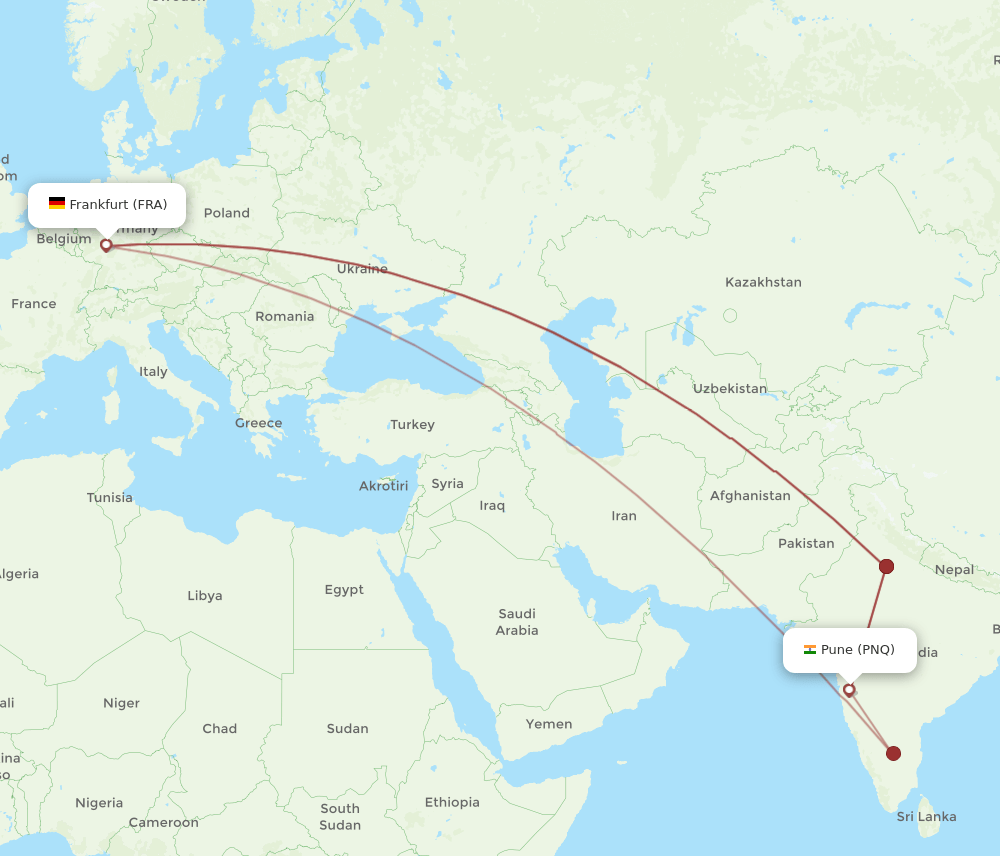 FRA-PNQ flight routes