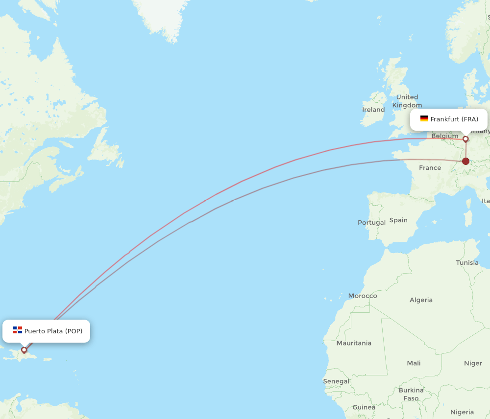 FRA-POP flight routes