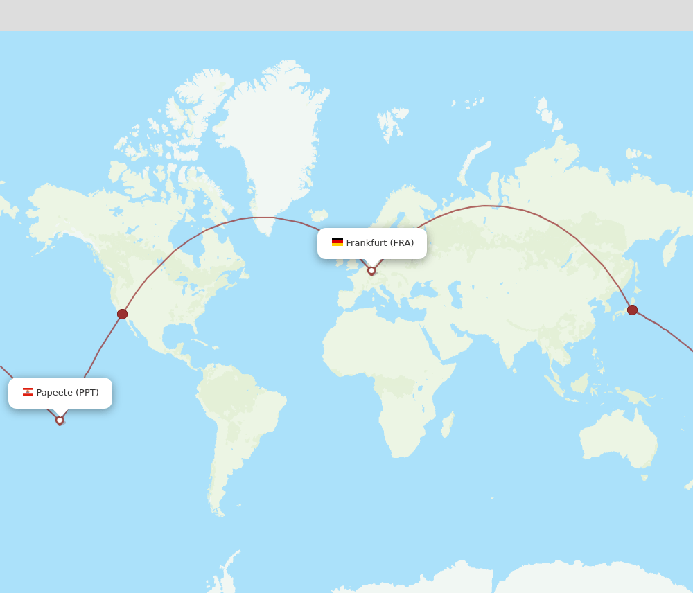 FRA to PPT flights and routes map