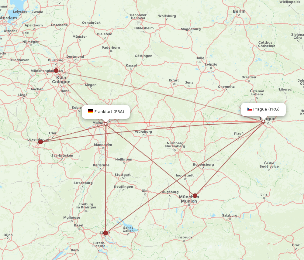 FRA-PRG flight routes