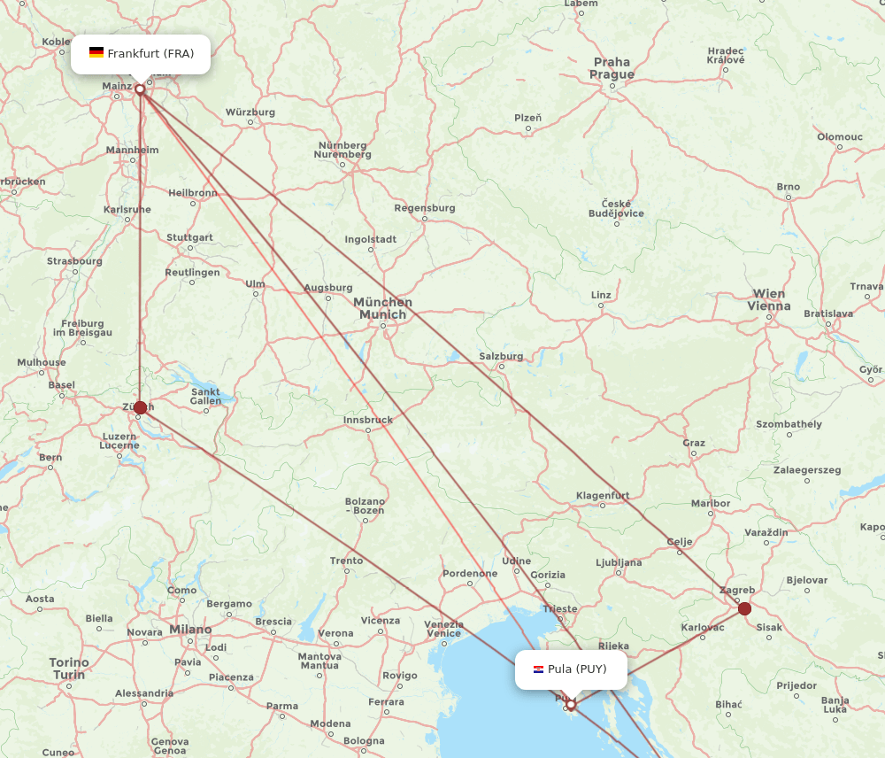 FRA-PUY flight routes