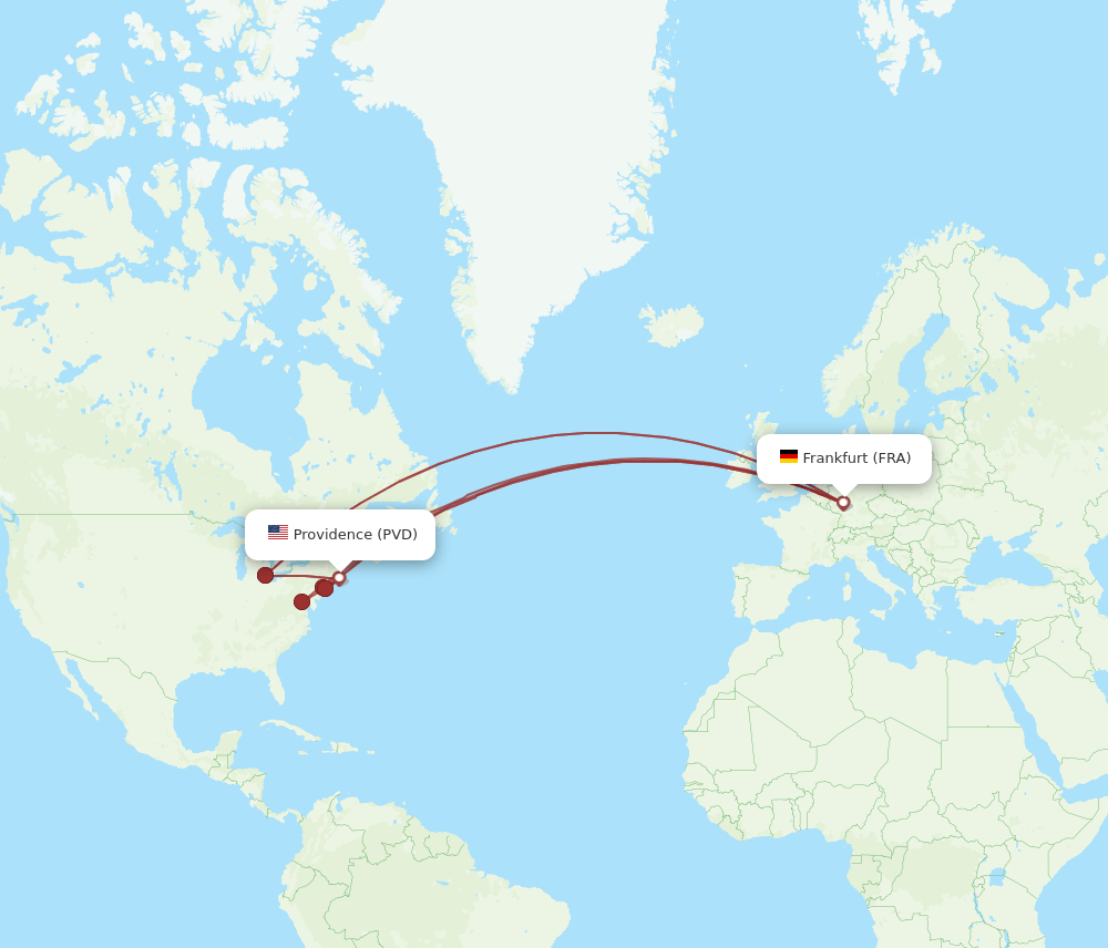 FRA-PVD flight routes