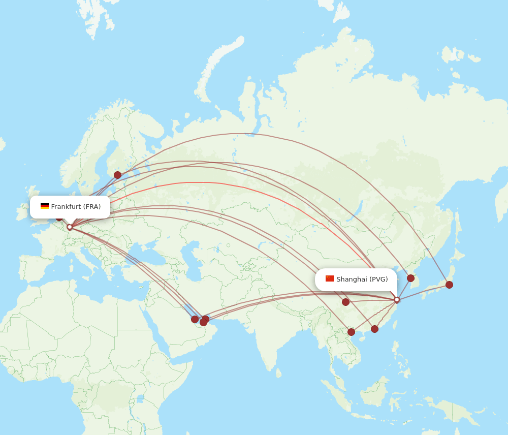 FRA-PVG flight routes