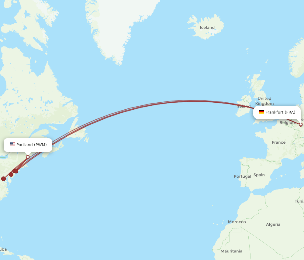 FRA-PWM flight routes