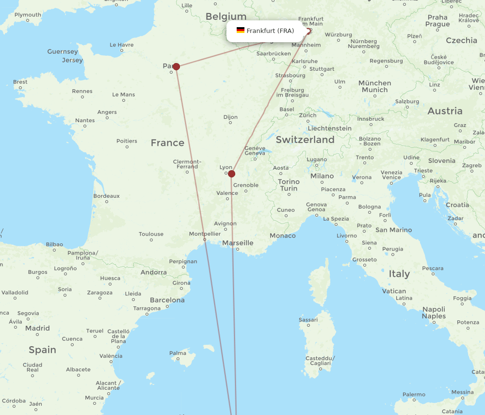 FRA-QSF flight routes