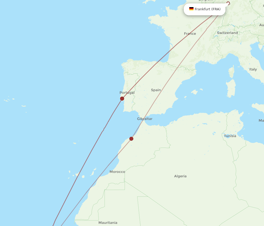 FRA-RAI flight routes