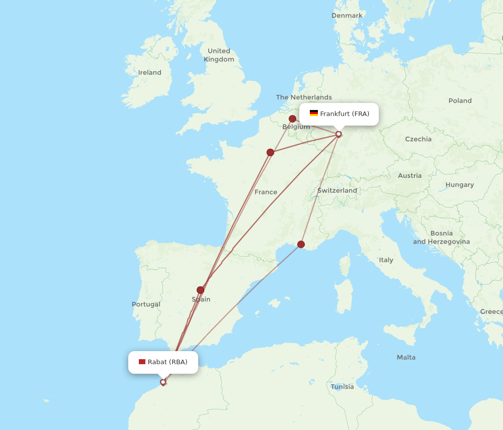 FRA-RBA flight routes