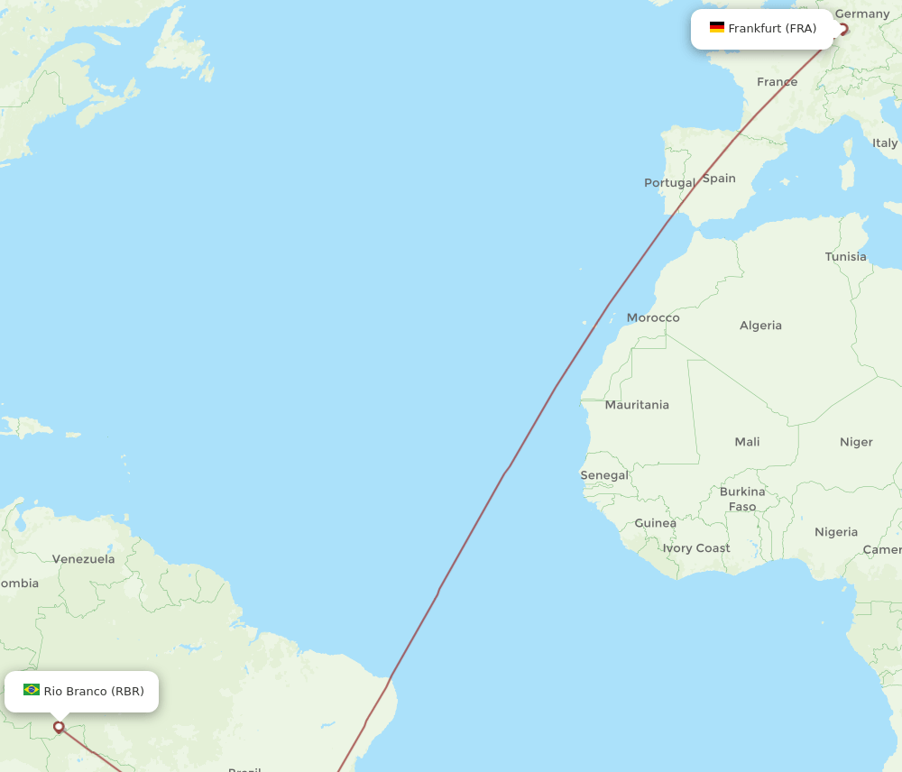 FRA-RBR flight routes
