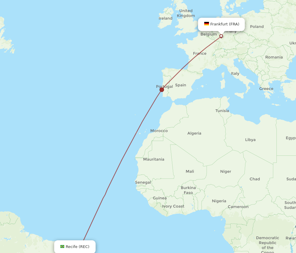 FRA-REC flight routes