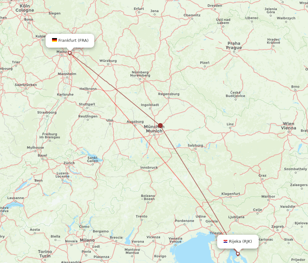 FRA-RJK flight routes