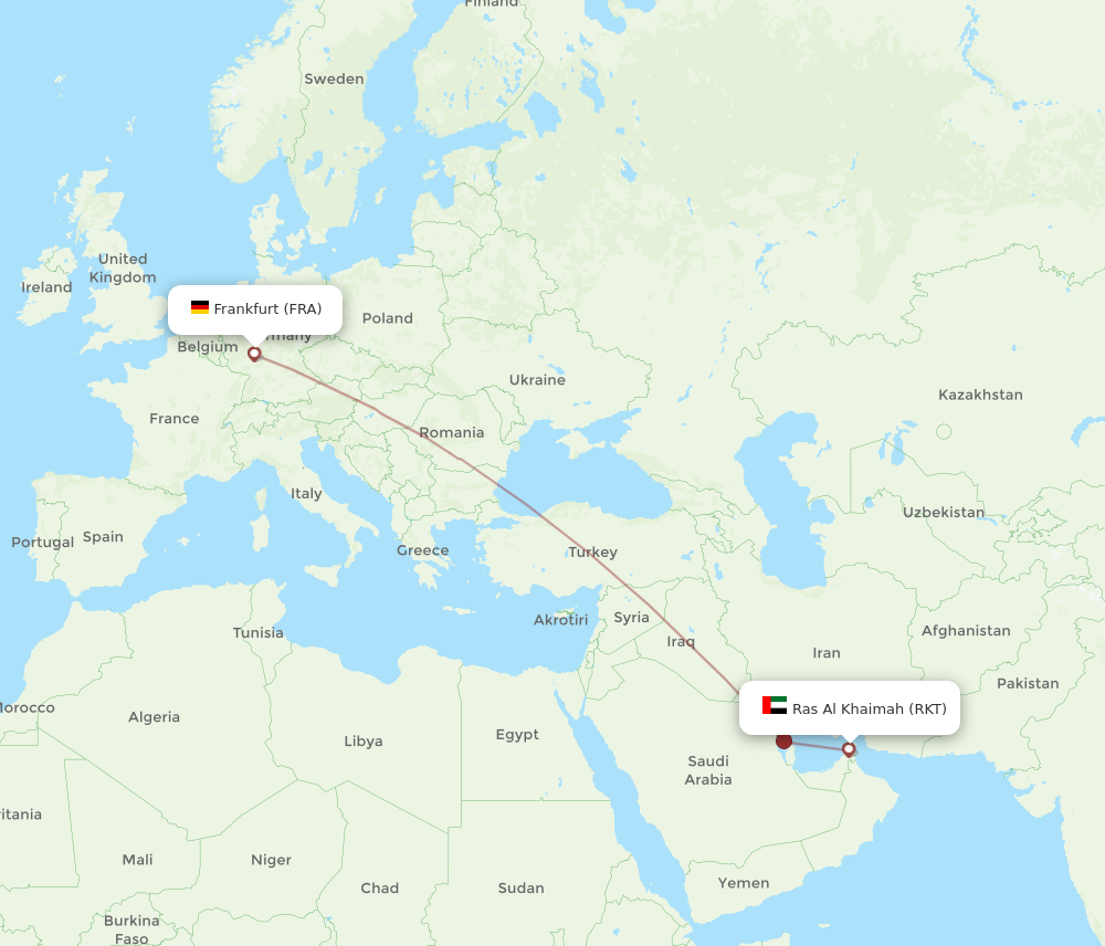 FRA to RKT flights and routes map