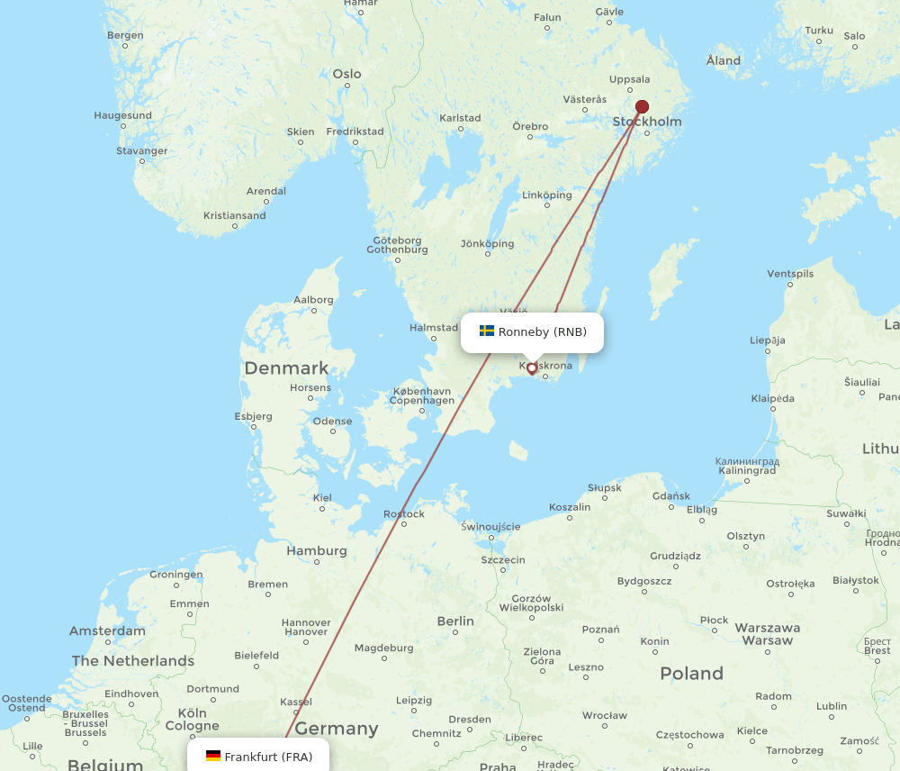 FRA-RNB flight routes