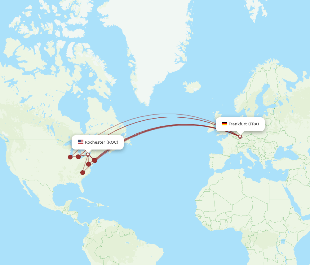 FRA-ROC flight routes