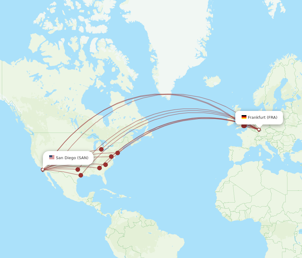 FRA-SAN flight routes