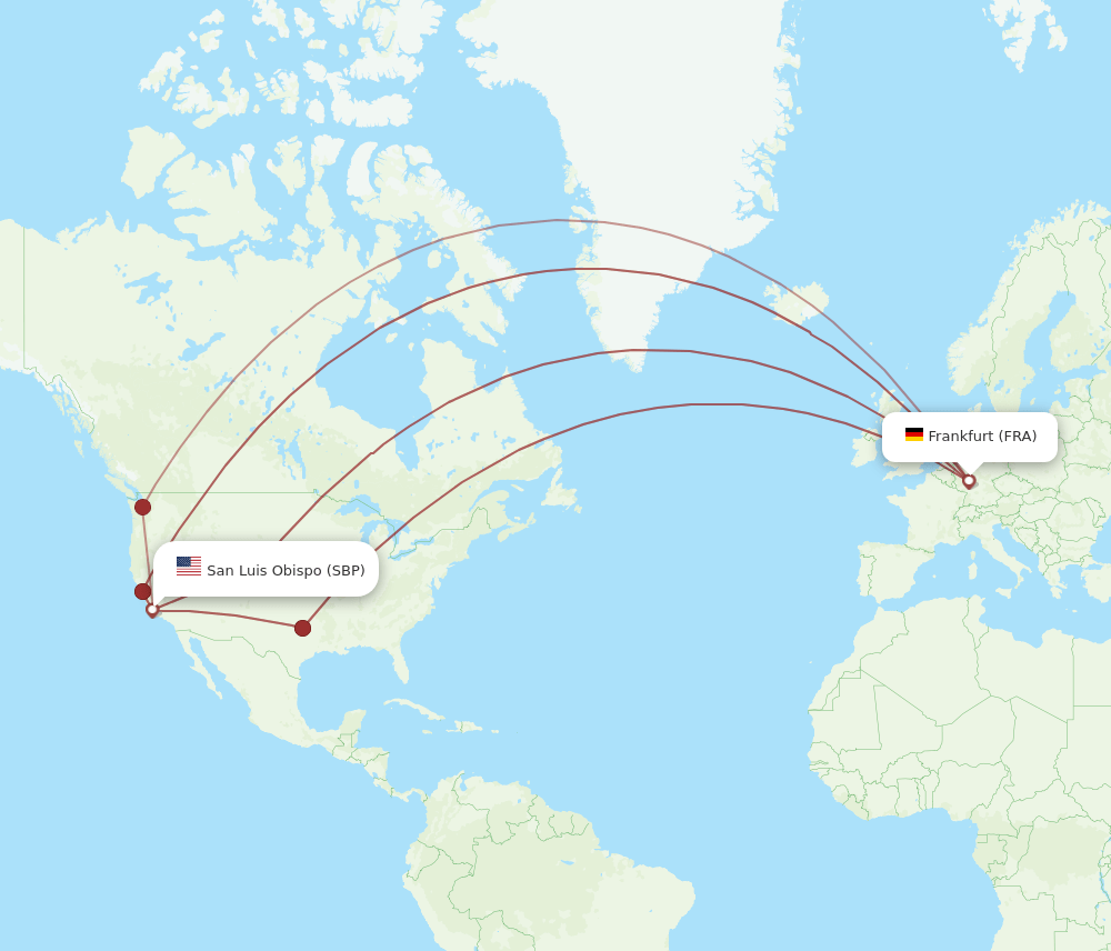 FRA-SBP flight routes